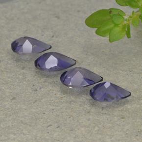 Pedras preciosas de iolita violeta natural de 1,31 ct, formato de pêra, VS