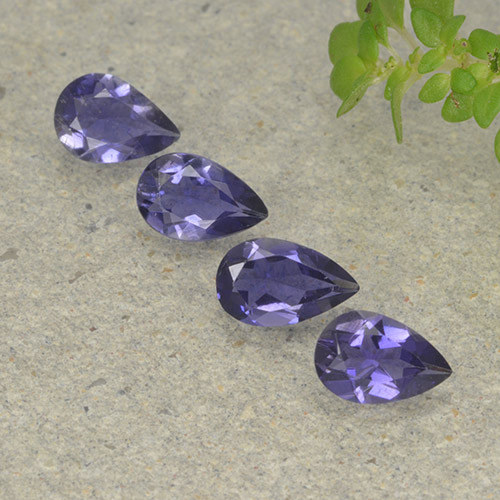 Pedras preciosas de Iolita Roxo azulado escuro natural de 1.05 ct, Formato de pêra, VS