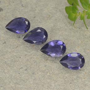 Pedras preciosas de iolita violeta natural de 1,11 ct, formato de pêra, VS