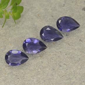 Pedras preciosas de iolita violeta natural de 1,11 ct, formato de pêra, VS
