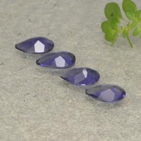 Pedras preciosas de iolita violeta natural de 1,11 ct, formato de pêra, VS