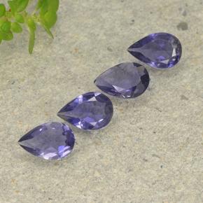 Pedras preciosas de iolita violeta natural de 1,05 ct, formato de pêra, VS