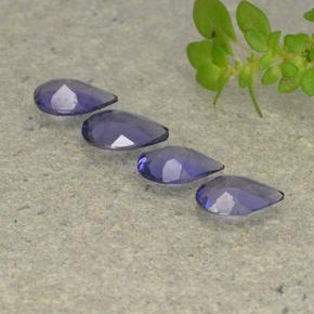 Pedras preciosas de iolita violeta natural de 1,05 ct, formato de pêra, VS