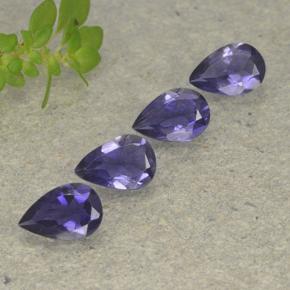 Pedras preciosas de iolita violeta natural de 1,18 ct, formato de pêra, VS