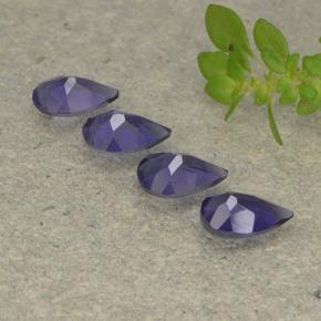Pedras preciosas de iolita violeta natural de 1,18 ct, formato de pêra, VS