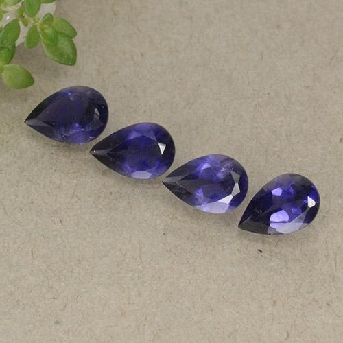 Pedras preciosas de iolita violeta natural de 1,27 ct, formato de pêra, VS