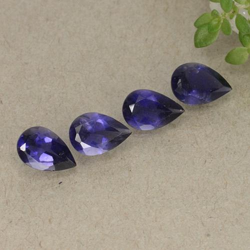 Pedras preciosas de iolita violeta natural de 1,27 ct, formato de pêra, VS
