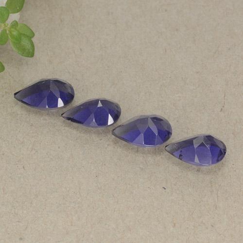 Pedras preciosas de iolita violeta natural de 1,27 ct, formato de pêra, VS