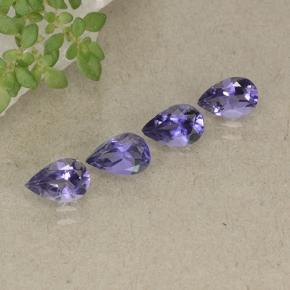 Pedras preciosas de iolita violeta natural de 1,23 ct, formato de pêra, VS