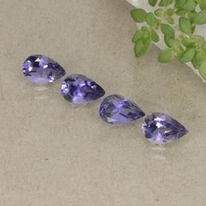 Pedras preciosas de iolita violeta natural de 1,23 ct, formato de pêra, VS