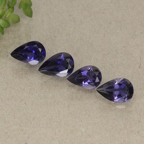 Pedras preciosas de iolita violeta natural de 1,34 ct, formato de pêra, VS