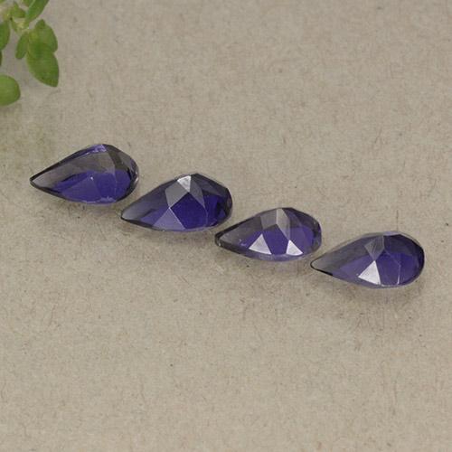 Pedras preciosas de iolita violeta natural de 1,34 ct, formato de pêra, VS