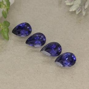 Pedras preciosas de iolita azul natural de 1,63 ct, formato de pêra, VS