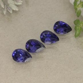 Pedras preciosas de iolita azul natural de 1,63 ct, formato de pêra, VS