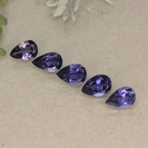 Pedras preciosas de iolita violeta natural de 1,74 ct, formato de pêra, VS