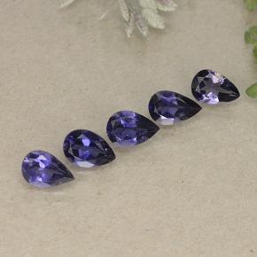 Pedras preciosas de iolita violeta natural de 1,74 ct, formato de pêra, VS