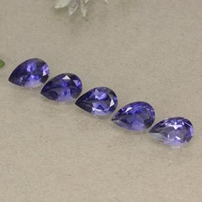 Pedras preciosas de iolita violeta natural de 1,74 ct, formato de pêra, VS