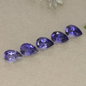 Pedras preciosas de iolita violeta natural de 1,74 ct, formato de pêra, VS