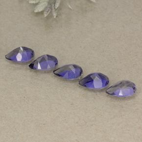 Pedras preciosas de iolita violeta natural de 1,74 ct, formato de pêra, VS
