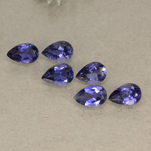 Pedras preciosas de iolita violeta natural de 2,04 ct, formato de pêra, VS