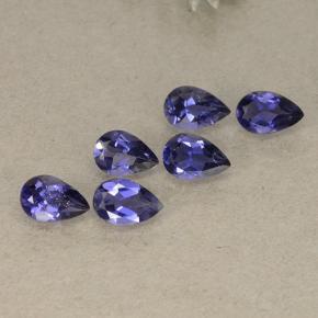 Pedras preciosas de iolita violeta natural de 2,04 ct, formato de pêra, VS
