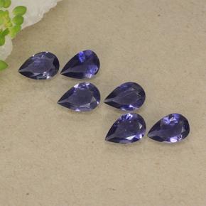 Pedras preciosas de iolita violeta natural de 1,60 ct, formato de pêra, VS