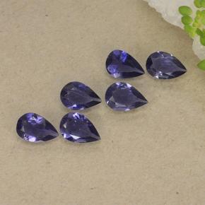 Pedras preciosas de iolita violeta natural de 1,60 ct, formato de pêra, VS