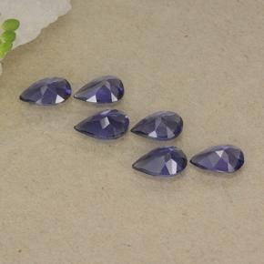 Pedras preciosas de iolita violeta natural de 1,60 ct, formato de pêra, VS