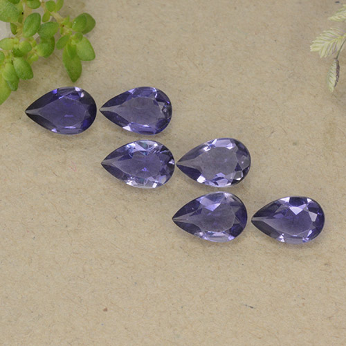 Pedras preciosas de iolita violeta natural de 1,68 ct, formato de pêra, VS