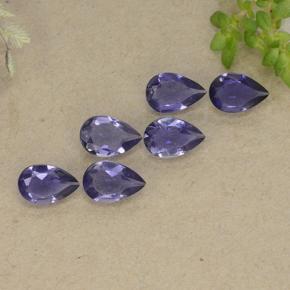 Pedras preciosas de iolita violeta natural de 1,68 ct, formato de pêra, VS