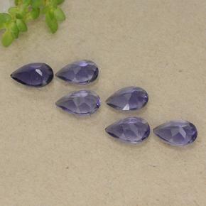 Pedras preciosas de iolita violeta natural de 1,68 ct, formato de pêra, VS