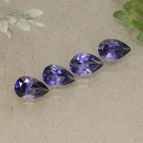 Pedras preciosas de iolita violeta profundo natural de 1,43 ct, formato de pêra, VS