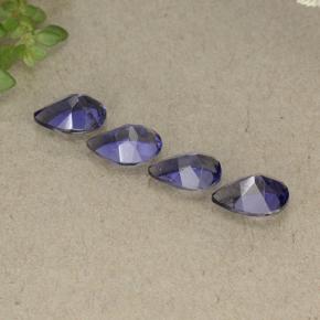 Pedras preciosas de iolita violeta profundo natural de 1,43 ct, formato de pêra, VS