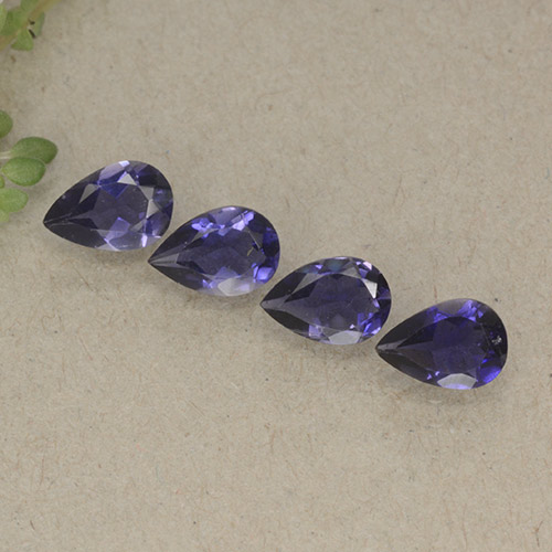 Pedras preciosas de iolita violeta natural de 1,26 ct, formato de pêra, VS