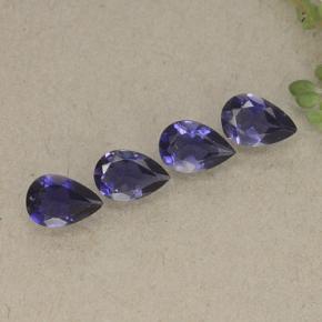 Pedras preciosas de iolita violeta natural de 1,26 ct, formato de pêra, VS