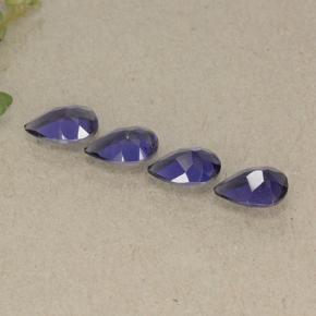 Pedras preciosas de iolita violeta natural de 1,26 ct, formato de pêra, VS