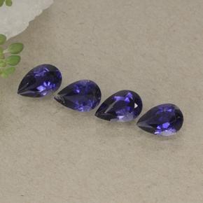 Pedras preciosas de iolita violeta natural de 1,41 ct, formato de pêra, VS