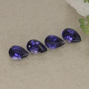 Pedras preciosas de iolita violeta natural de 1,41 ct, formato de pêra, VS