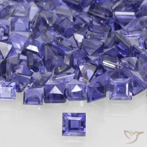 Iolita violeta natural 0,12ct, quadrado, VVS-VS