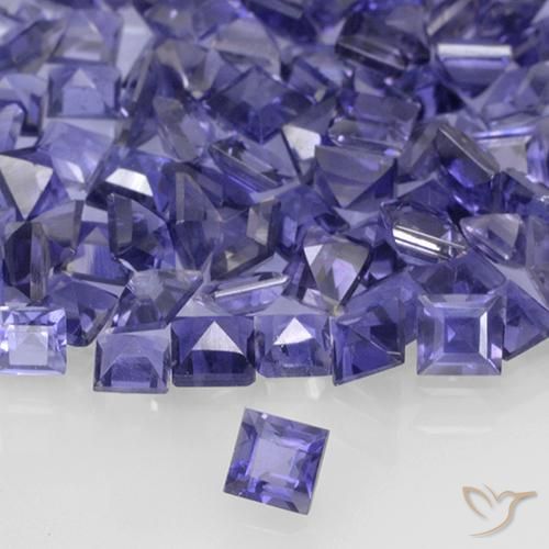 Iolita violeta natural 0,12ct, quadrado, VVS-VS
