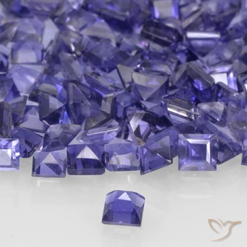 Iolita violeta natural 0,12ct, quadrado, VVS-VS