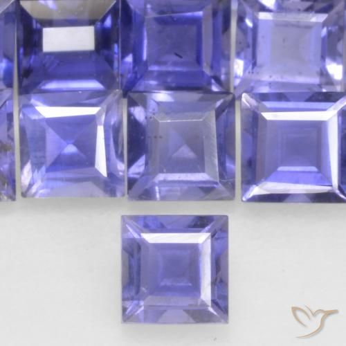 Iolita azul natural 0,13ct, quadrado, VS