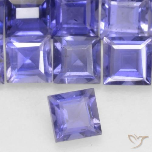Iolita azul natural 0,13ct, quadrado, VS