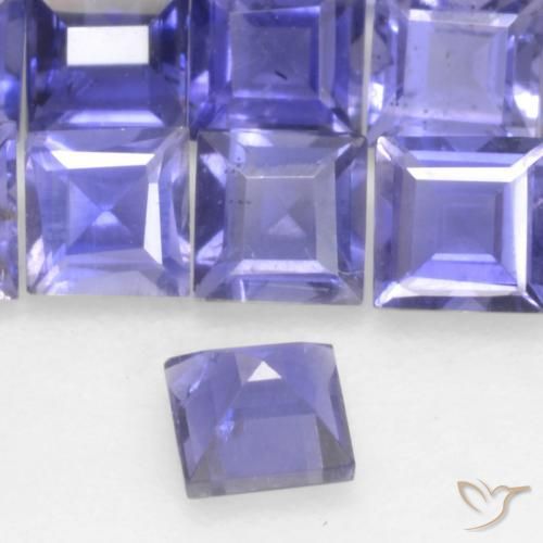 Iolita azul natural 0,13ct, quadrado, VS