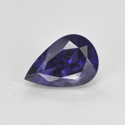 Iolita azul natural 0,64ct, formato de pêra, VS-SI