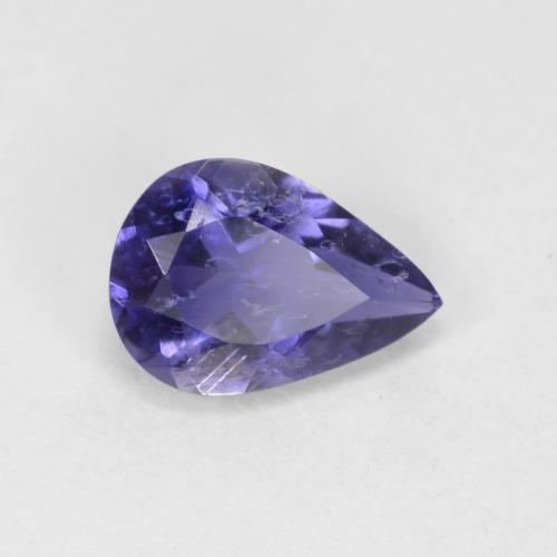 Iolita azul natural 0,51ct, formato de pêra, VS-SI