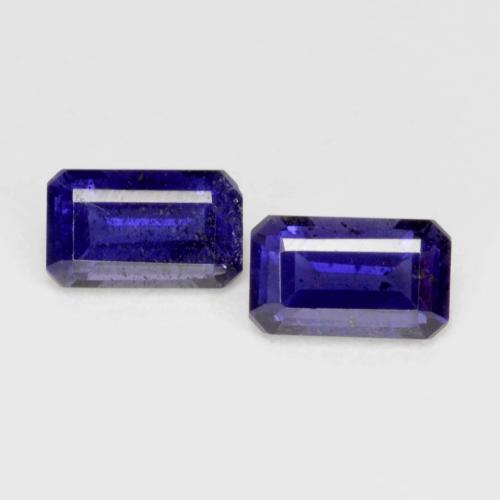 Pedras preciosas de Iolita Roxo azulado escuro natural de 0.58 ct, Corte Esmeralda, VS-SI