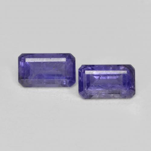 Pedras preciosas de iolita violeta natural de 0,58 ct, corte esmeralda, VS-SI