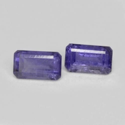 Pedras preciosas de iolita violeta natural de 0,58 ct, corte esmeralda, VS-SI