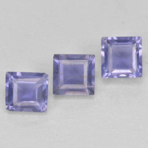 Pedras preciosas de iolita violeta natural de 0,11 ct, quadrado, VS-SI